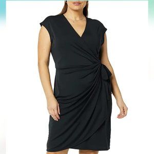 3/25$ 🦋 Tiana B. Black Cap-Sleeve Faux-Wrap Dress size XL